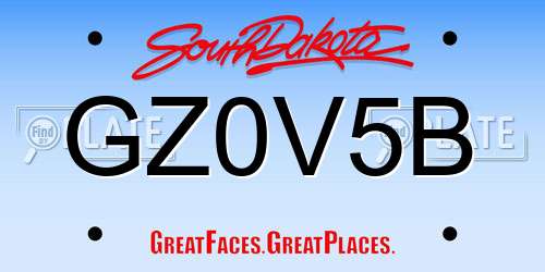 GZ0V5B South Dakota License Plate