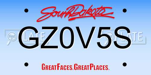 GZ0V5S South Dakota License Plate