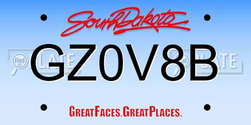GZ0V8B South Dakota License Plate