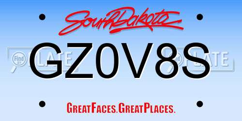 GZ0V8S South Dakota License Plate
