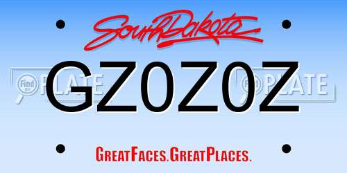 GZ0Z0Z South Dakota License Plate