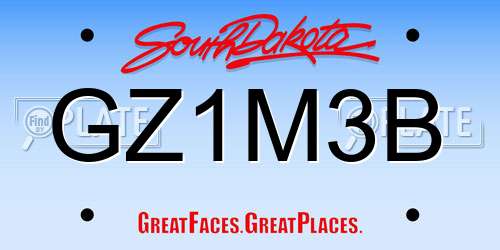 GZ1M3B South Dakota License Plate