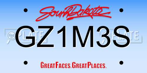 GZ1M3S South Dakota License Plate