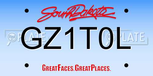GZ1T0L South Dakota License Plate