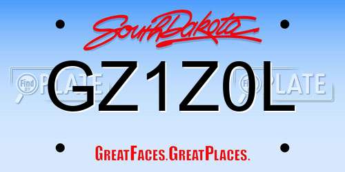 GZ1Z0L South Dakota License Plate