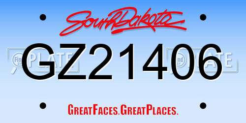 GZ21406 South Dakota License Plate