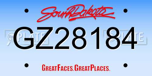 GZ28184 South Dakota License Plate