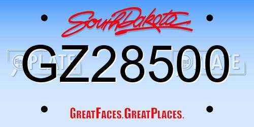 GZ28500 South Dakota License Plate