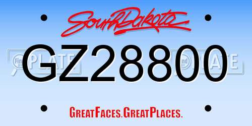 GZ28800 South Dakota License Plate
