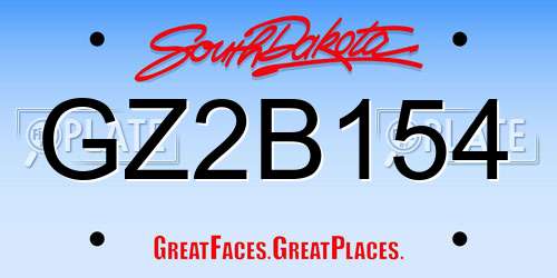 GZ2B154 South Dakota License Plate