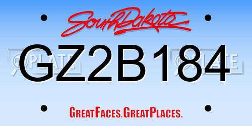 GZ2B184 South Dakota License Plate