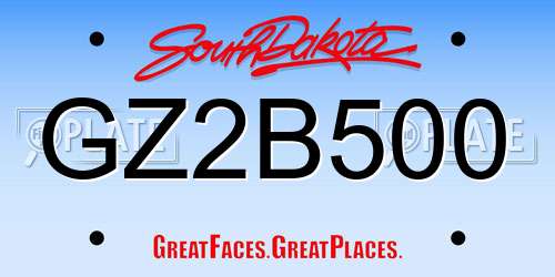 GZ2B500 South Dakota License Plate
