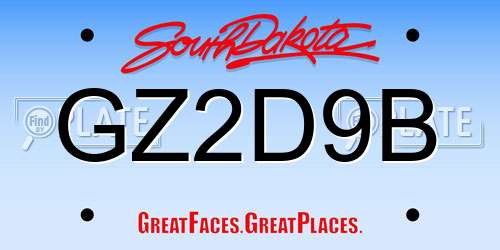 GZ2D9B South Dakota License Plate
