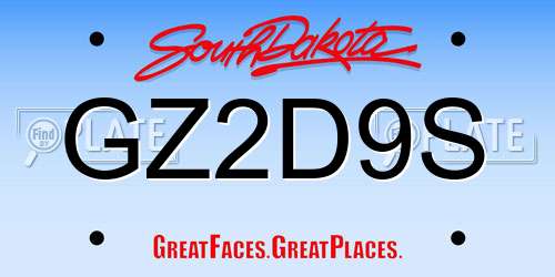 GZ2D9S South Dakota License Plate