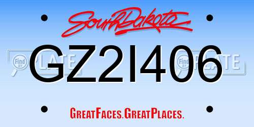 GZ2I406 South Dakota License Plate