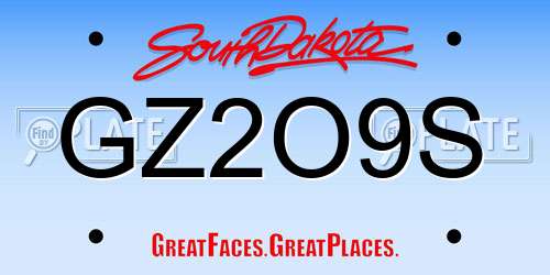 GZ2O9S South Dakota License Plate