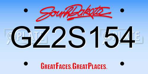 GZ2S154 South Dakota License Plate
