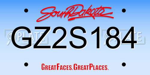 GZ2S184 South Dakota License Plate