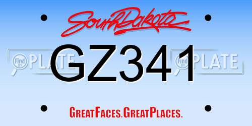 GZ341 South Dakota License Plate