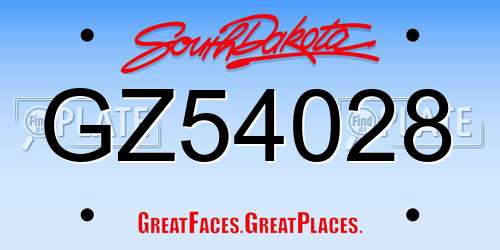 GZ54028 South Dakota License Plate