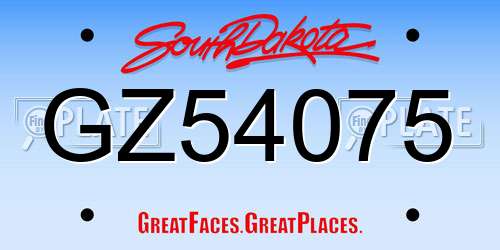 GZ54075 South Dakota License Plate