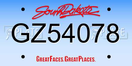 GZ54078 South Dakota License Plate