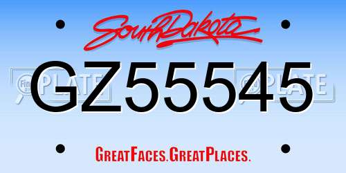 GZ55545 South Dakota License Plate