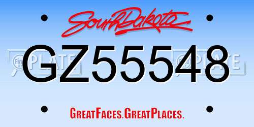 GZ55548 South Dakota License Plate