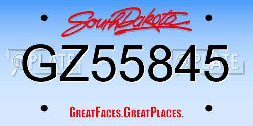 GZ55845 South Dakota License Plate