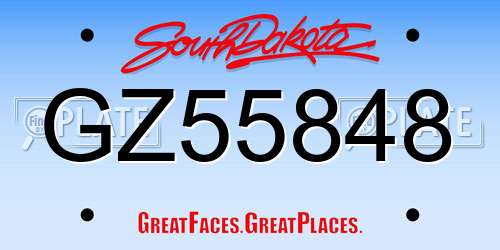 GZ55848 South Dakota License Plate