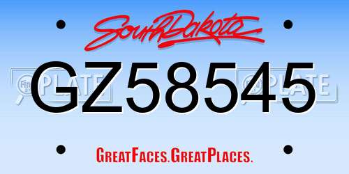 GZ58545 South Dakota License Plate
