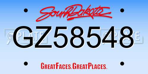 GZ58548 South Dakota License Plate