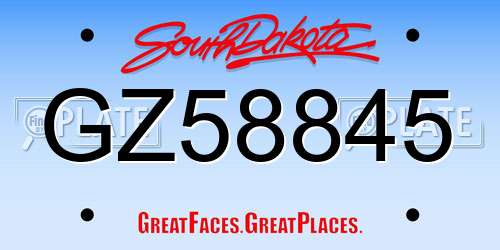 GZ58845 South Dakota License Plate