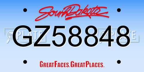 GZ58848 South Dakota License Plate