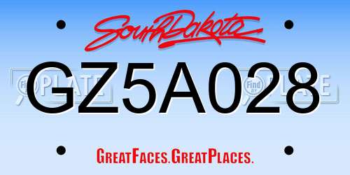 GZ5A028 South Dakota License Plate