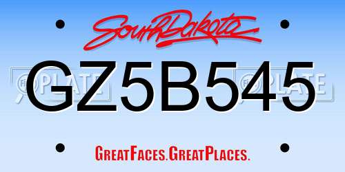 GZ5B545 South Dakota License Plate