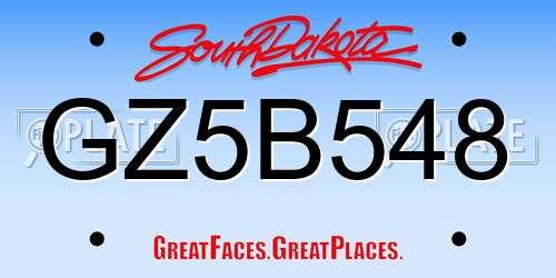GZ5B548 South Dakota License Plate