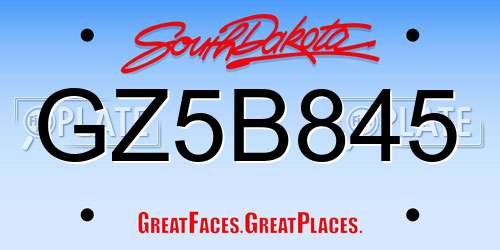 GZ5B845 South Dakota License Plate