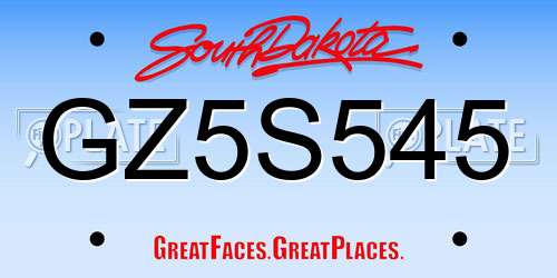 GZ5S545 South Dakota License Plate