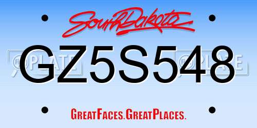 GZ5S548 South Dakota License Plate