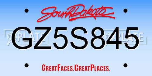 GZ5S845 South Dakota License Plate