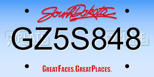 GZ5S848 South Dakota License Plate