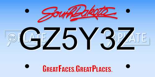 GZ5Y3Z South Dakota License Plate