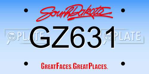 GZ631 South Dakota License Plate