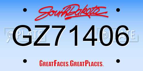 GZ71406 South Dakota License Plate