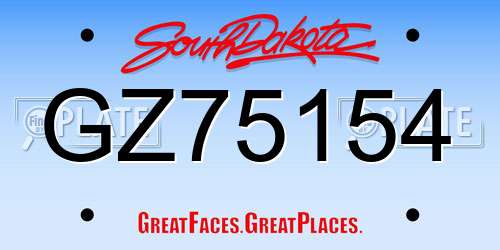 GZ75154 South Dakota License Plate