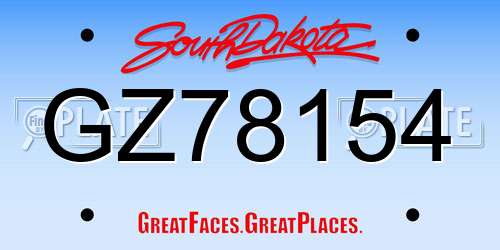 GZ78154 South Dakota License Plate