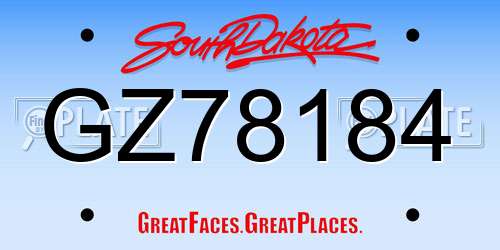 GZ78184 South Dakota License Plate