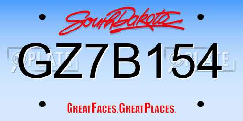 GZ7B154 South Dakota License Plate