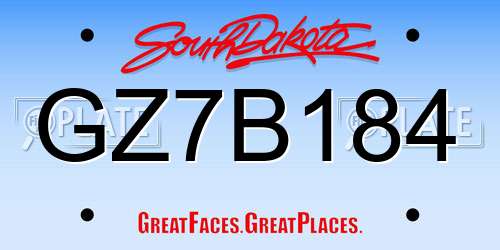 GZ7B184 South Dakota License Plate